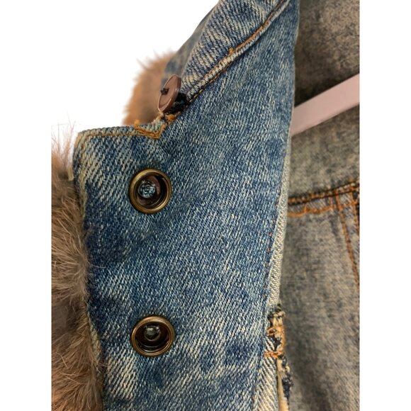 Sisters S Denim Fur Trim Vest Southwest  Embellishments RF10610 EUC - Picture 7 of 8